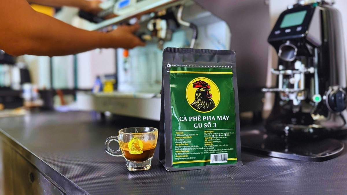 Cà phê hạt pha máy Gu số 3, espresso đậm đà, cappuccino thơm, sữa đá truyền thống