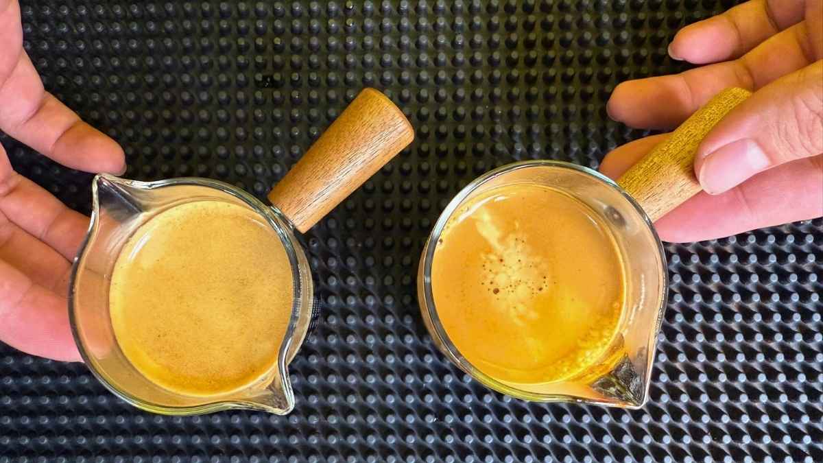 Ly đong espresso cán gỗ với hai phiên bản 1 vòi và 2 vòi linh hoạt