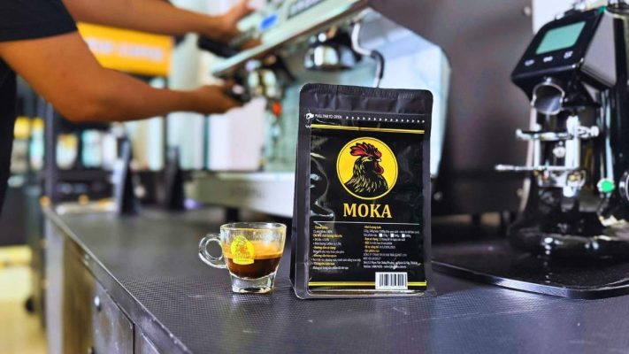 Tay cầm ly espresso cà phê hạt Moka Cầu Đất hương hoa quả