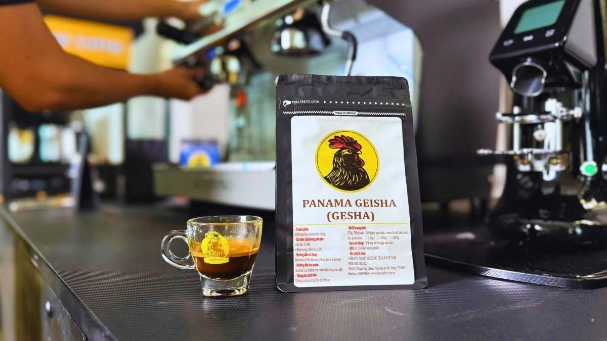 Văn phòng sáng tạo và gia đình thưởng thức cà phê Panama Geisha specialty.