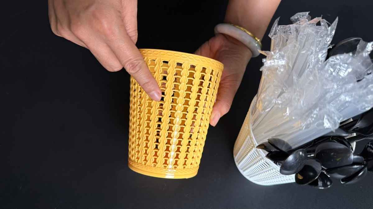 Sọt nhựa mini giả mây PP, hoa văn sang trọng, thẩm mỹ cao.