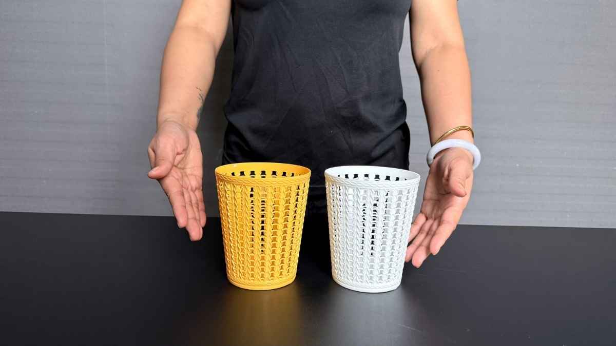 Sọt nhựa mini giả mây PP đa năng, trang trí quán cà phê gọn gàng.