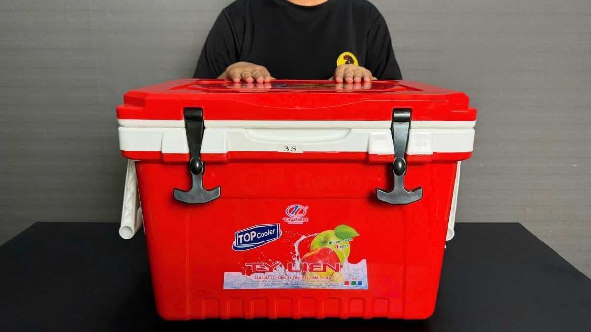 Thùng đá 35 lít có vòi xả nhựa cao cấp, giữ lạnh lâu cho quán cà phê