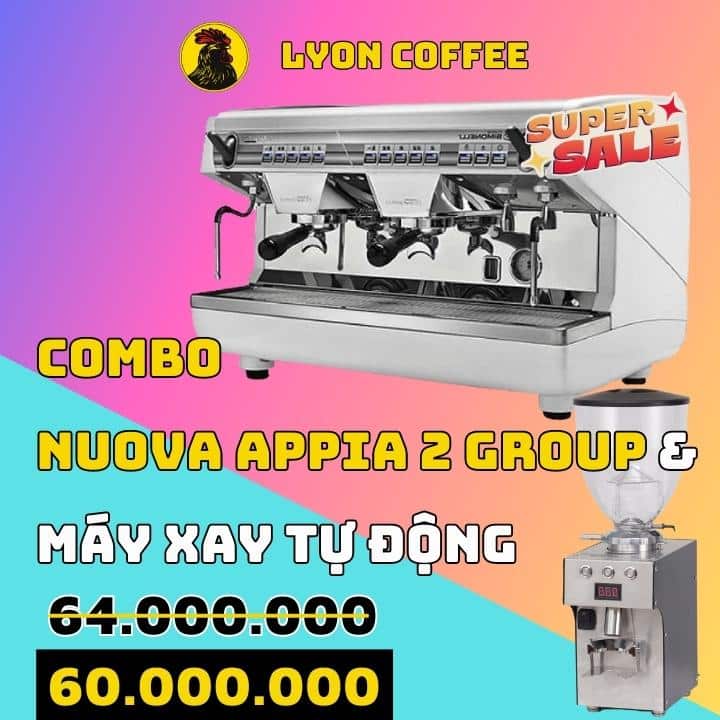 Giá mua combo máy pha cafe Nuova Simonelli 2 Group cũ đã qua sử dụng