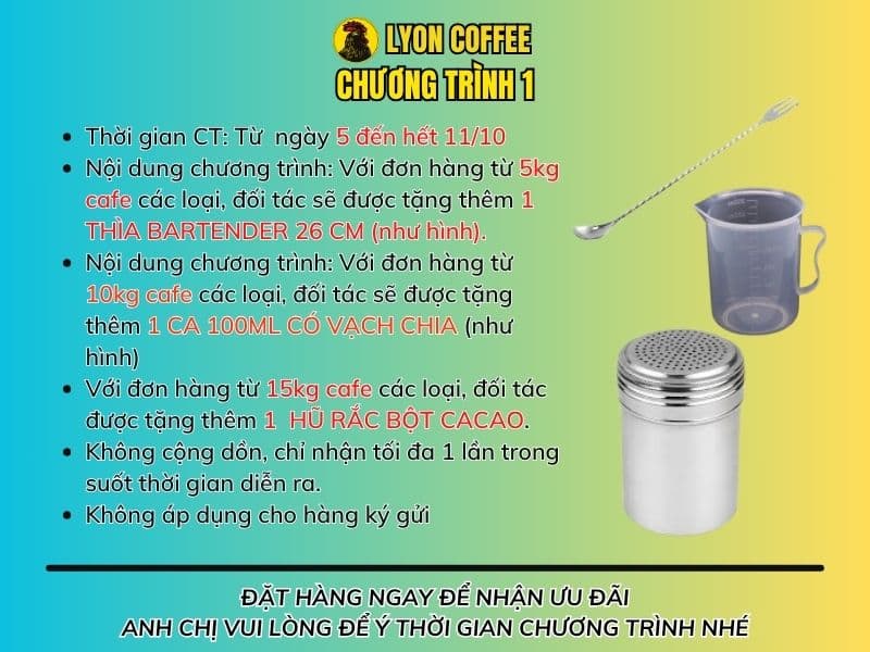 Chương trình ưu đãi khuyến mãi Lyon Coffee