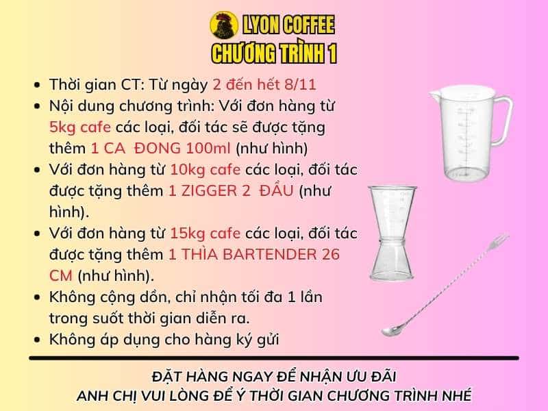 Chương trình ưu đãi khuyến mãi Lyon Coffee