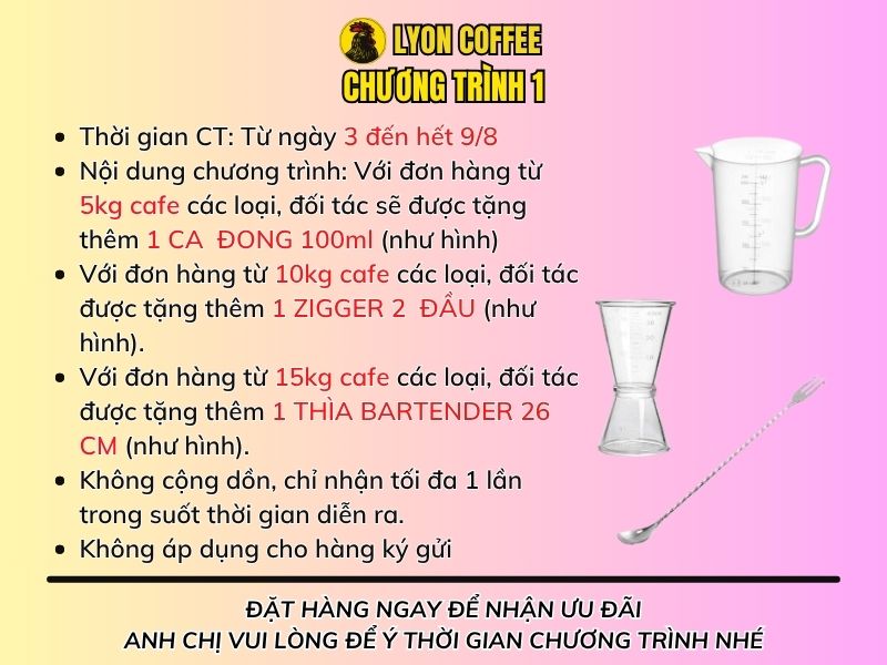  Chương trình ưu đãi khuyến mãi Lyon Coffee