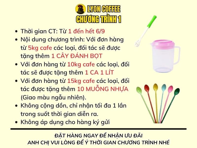 Chương trình ưu đãi khuyến mãi Lyon Coffee