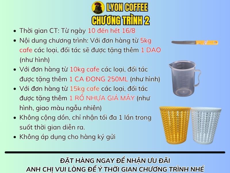  Chương trình ưu đãi khuyến mãi Lyon Coffee