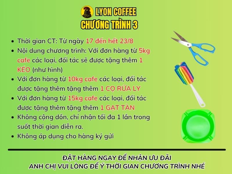  Chương trình ưu đãi khuyến mãi Lyon Coffee