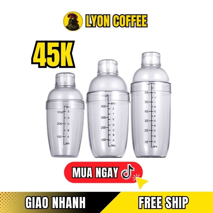 Bình lắc shaker nhựa pha chế 350 550 700ml