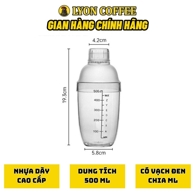 Shaker nhựa pha chế 500ml