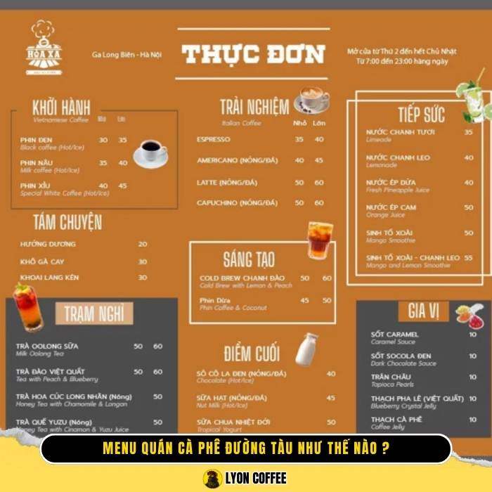 Review menu quán cà phê đường tàu ở Hà Nội