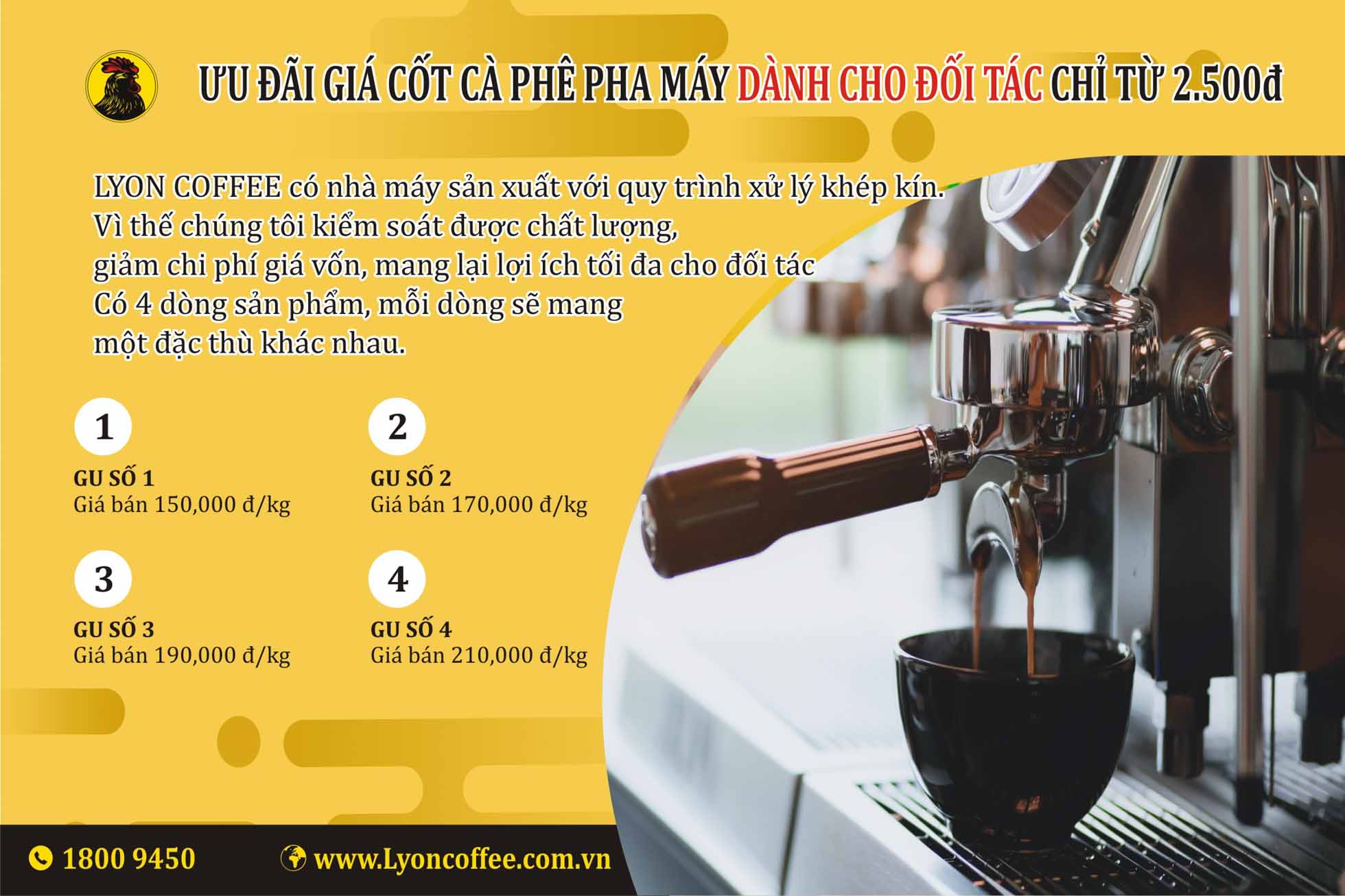 Bảng giá cà phê ưu đãi dành cho đối tác