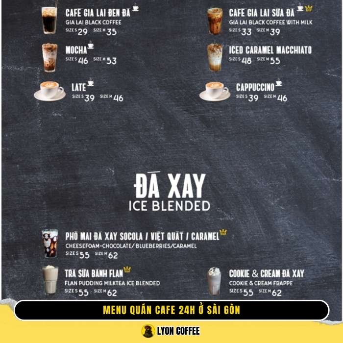 Review menu các quán cafe mở cửa xuyên đêm 24/24h ở Quận 1, 7, Bình Thạnh tại Sài Gòn