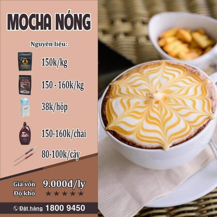 công thức cách pha cà phê Mocha nóng