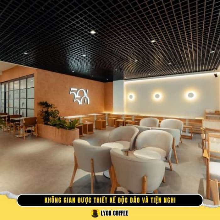 Không gian thiết kế ấn tượng quán cafe 50/50 Coffee Tea Sala