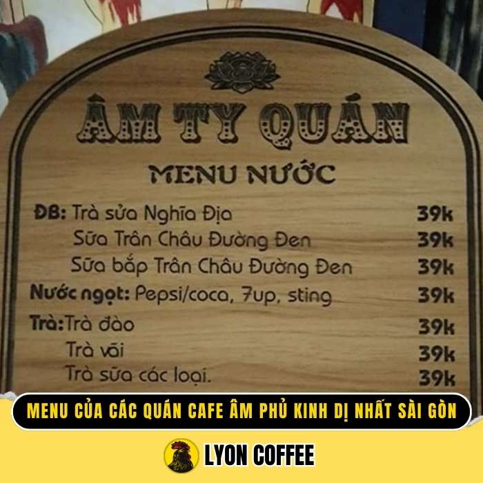 Menu của các quán cafe âm phủ kinh dị nhất Sài Gòn