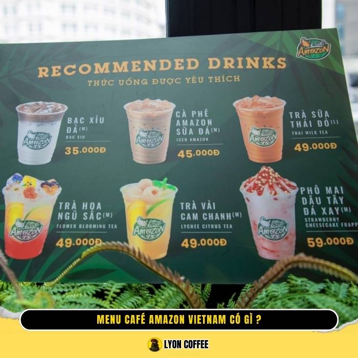 Menu thực đơn cafe Amazon Vietnam có gì