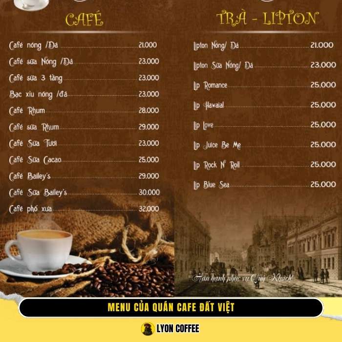 Review menu của quán cafe Đất Việt Bưng Ông Thoàn