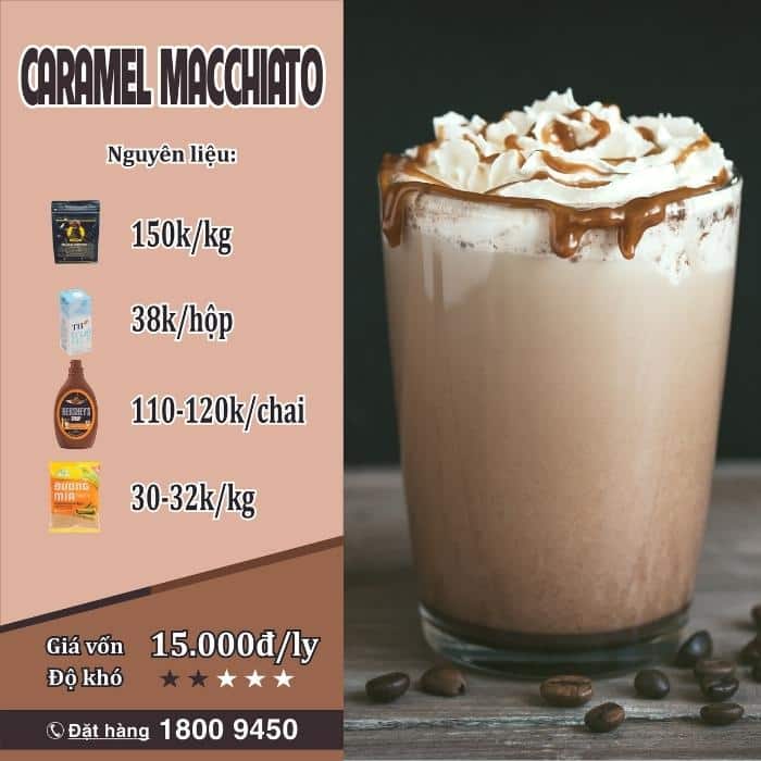 Nguyên liệu công thức cà phê Caramel Macchiato