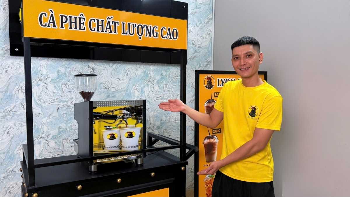 Combo xe cà phê 29 triệu Lyon Coffee – máy Lamvita Mio II tích hợp xay nhỏ gọn cho quán mini.