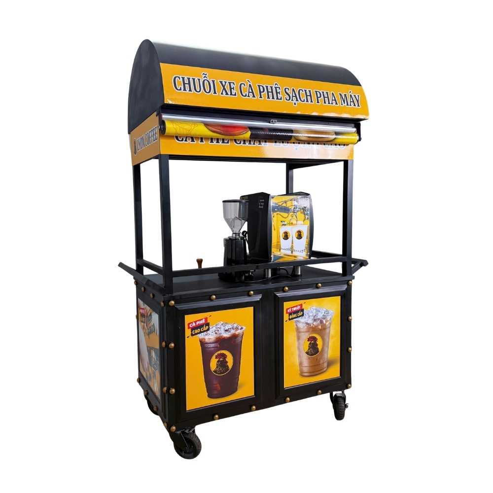 Combo xe cà phê 31 triệu Lyon Coffee – máy Gemilai Pro dual boiler trên xe mái vòm cao cấp