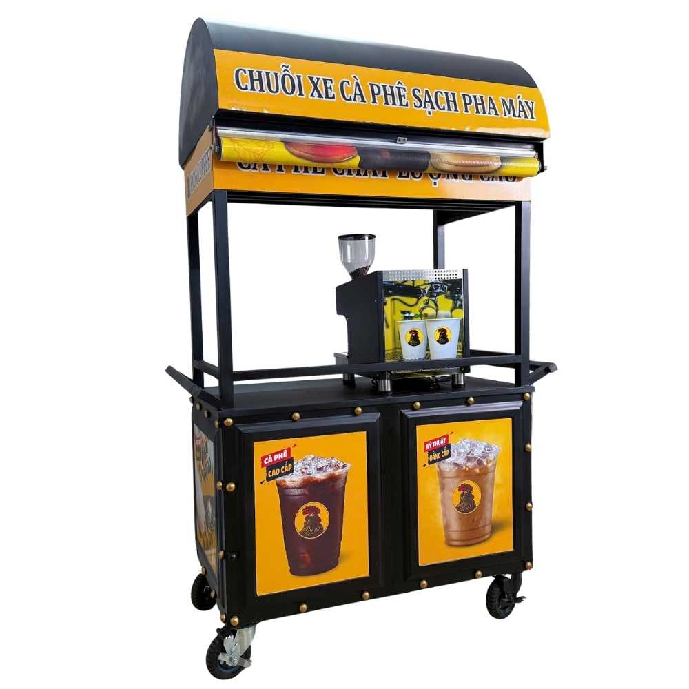 Combo xe cà phê 33 triệu Lyon Coffee – máy Lamvita Mio II tích hợp xay trên xe mái vòm chuyên nghiệp