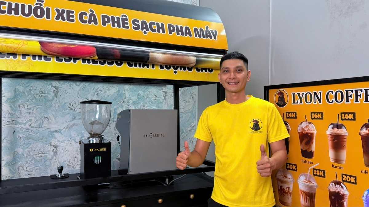 Combo xe cà phê 57 triệu Lyon Coffee – Carimali Pratica E1 & Lamvita MX mới 100 % cho quán chuyên nghiệp