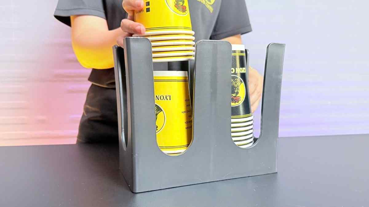 Kệ úp ly cốc 2 ngăn đứng thẳng nhựa PP cho quầy pha chế