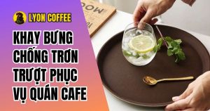 Khay bưng chống trơn trượt hình tròn màu nâu 35cm