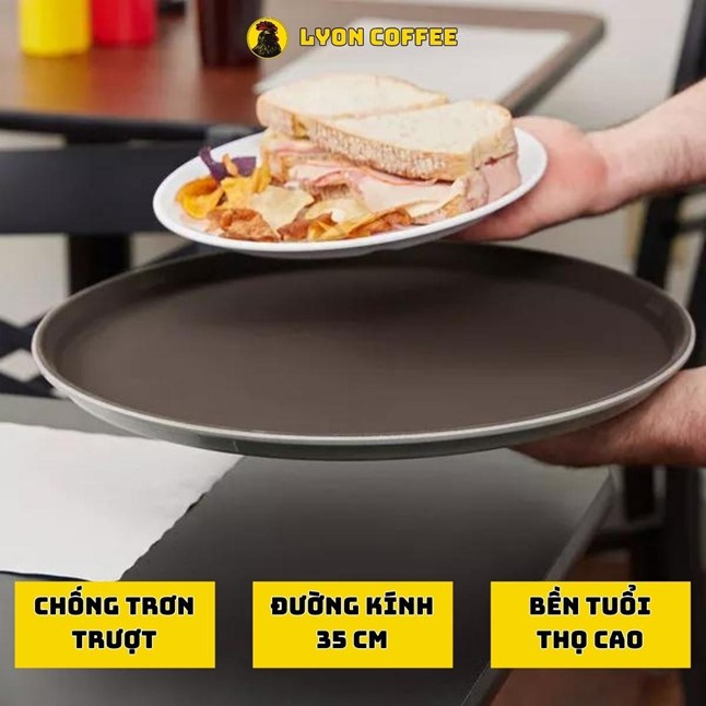 Khay phục vụ chống trượt màu nâu 35cm