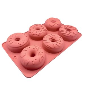 Khuôn silicon donut họa tiết và hoa 6 lỗ