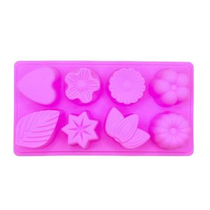 Khuôn silicon 8 ô lá hoa tim sao