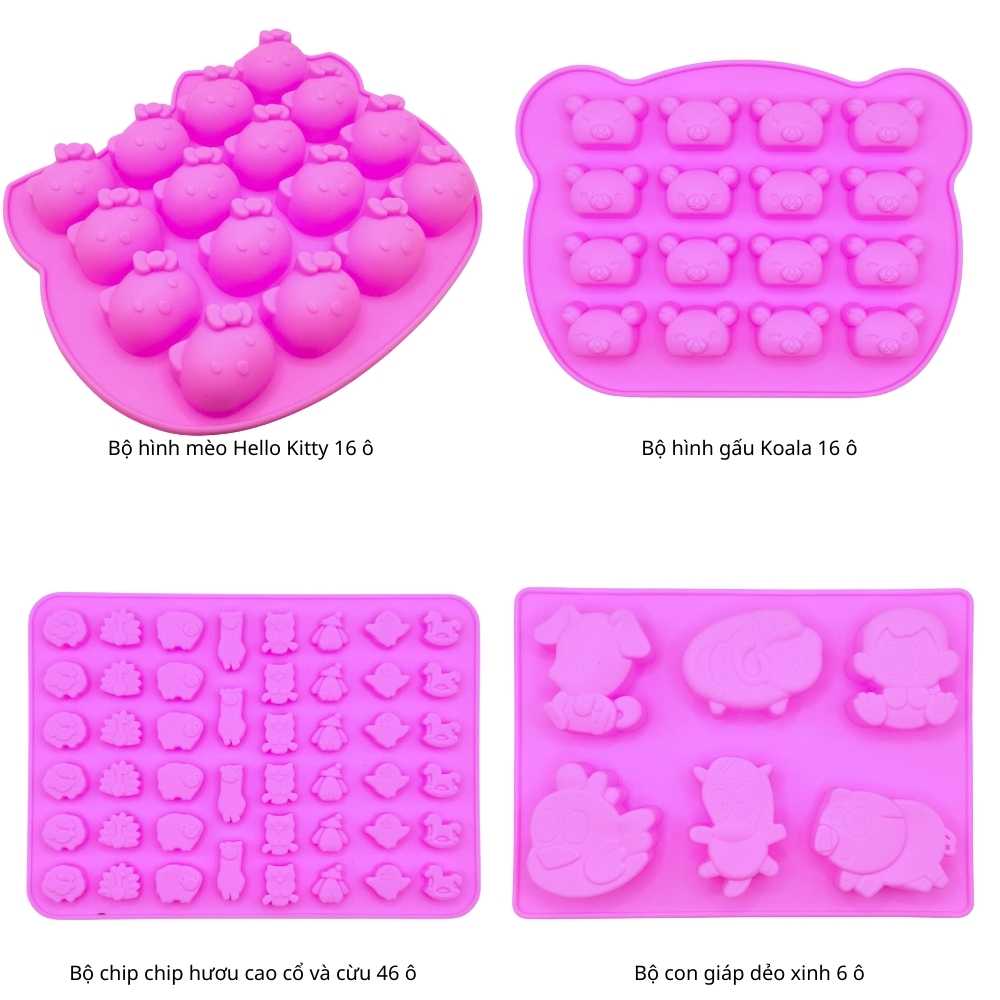 Khuôn silicon Hello Kitty Koala 16 ô và chip chip 46 ô