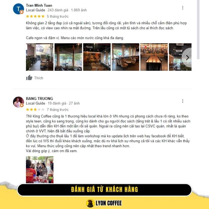 Đánh giá từ khách hàng về thương hiệu King's Cafe