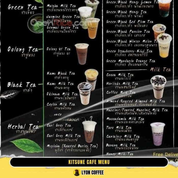 Review menu của quán Kitsune Cafe ở Đà Nẵng