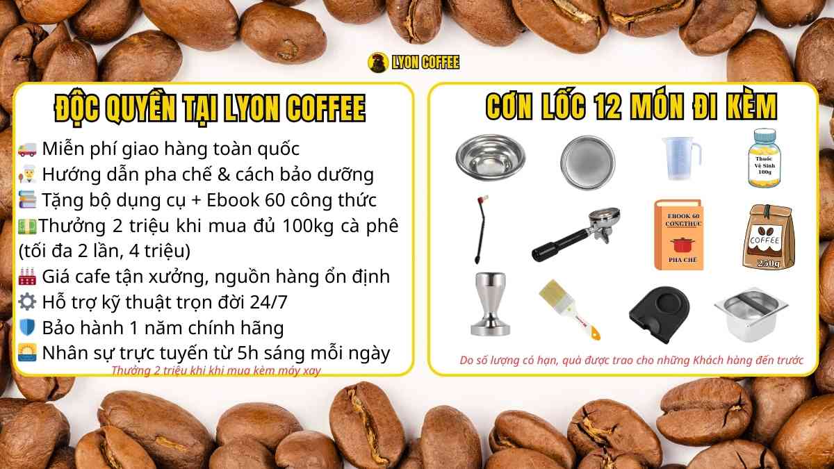 ưu đãi khi mua máy pha cà phê Lamvita Mio II tại Lyon Coffee