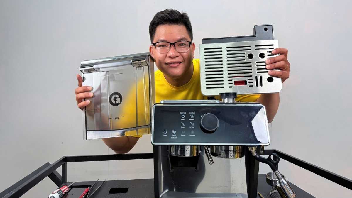 Khay & hộc chứa máy pha cà phê Gemilai giúp khu vực pha sạch và gọn gàng