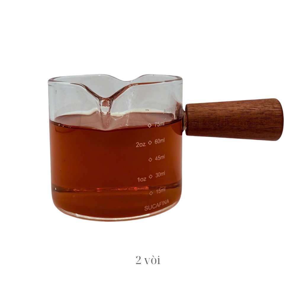 Ly đong espresso bằng thuỷ tinh cán gỗ - Ảnh 4