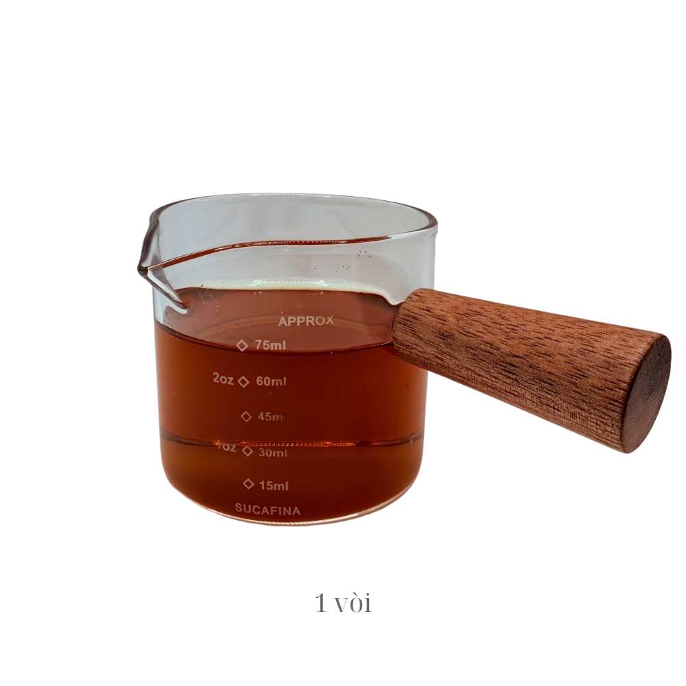 Ly đong espresso bằng thuỷ tinh cán gỗ - Ảnh 3