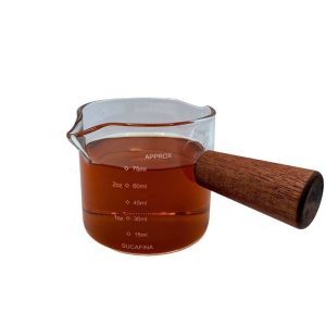 Ly đong espresso bằng thuỷ tinh cán gỗ định lượng 75ml