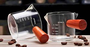 Ly đo espresso thủy tinh gỗ chính xác 75 ml