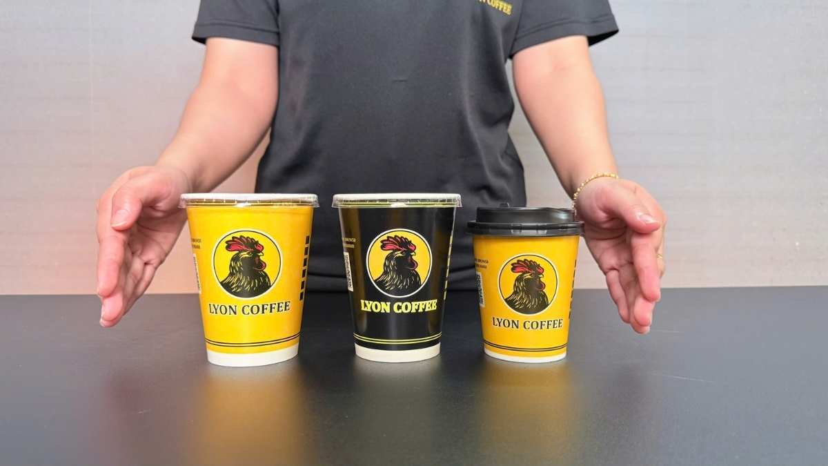 Ly giấy mang đi 2 lớp Lyon Coffee an toàn thực phẩm.