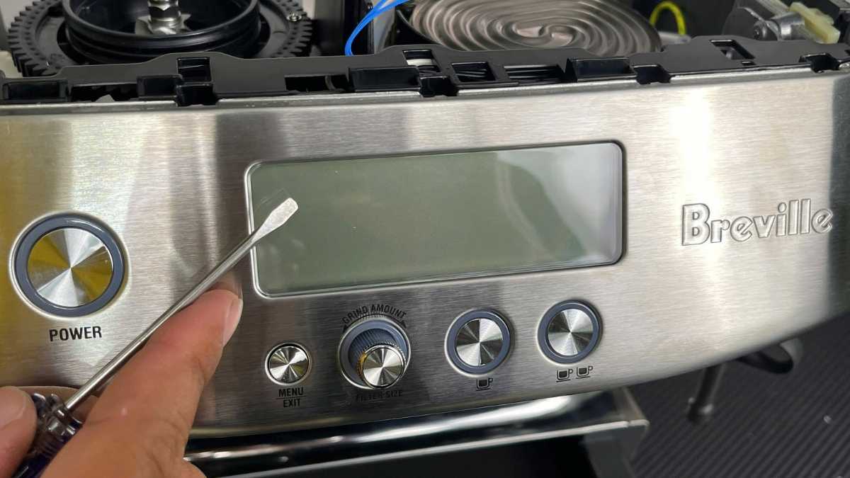 Màn hình LCD Breville 870 hiển thị thời gian và nhiệt độ.