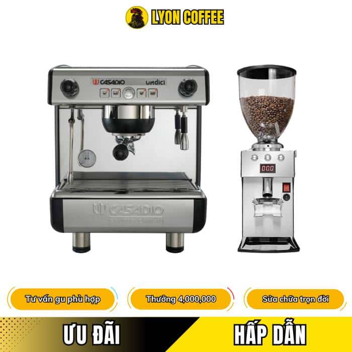 Giá mua trọn bộ combo máy pha cà phê Casadio 1 group