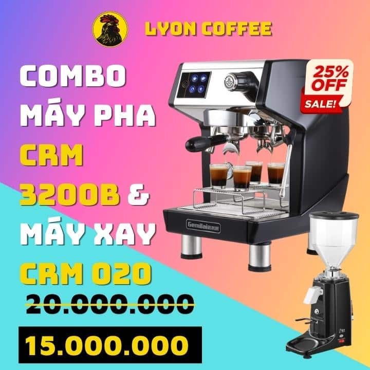 combo máy pha cà phê gemilai crm 3200b - máy pha cafe crm3200b 1 group giá rẻ