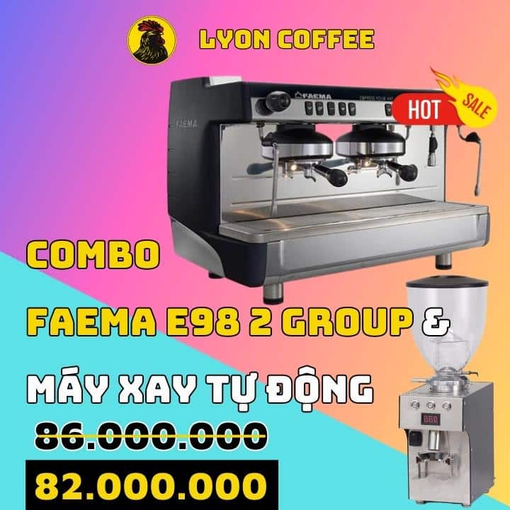 Giá mua combo máy pha cà phê Faema E98 Up Auto 2 Group bao nhiêu tiền
