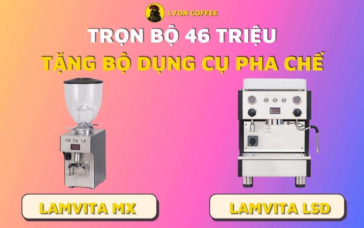 Combo máy pha cafe Lamvita LSD và máy xay Lamvita Mx 