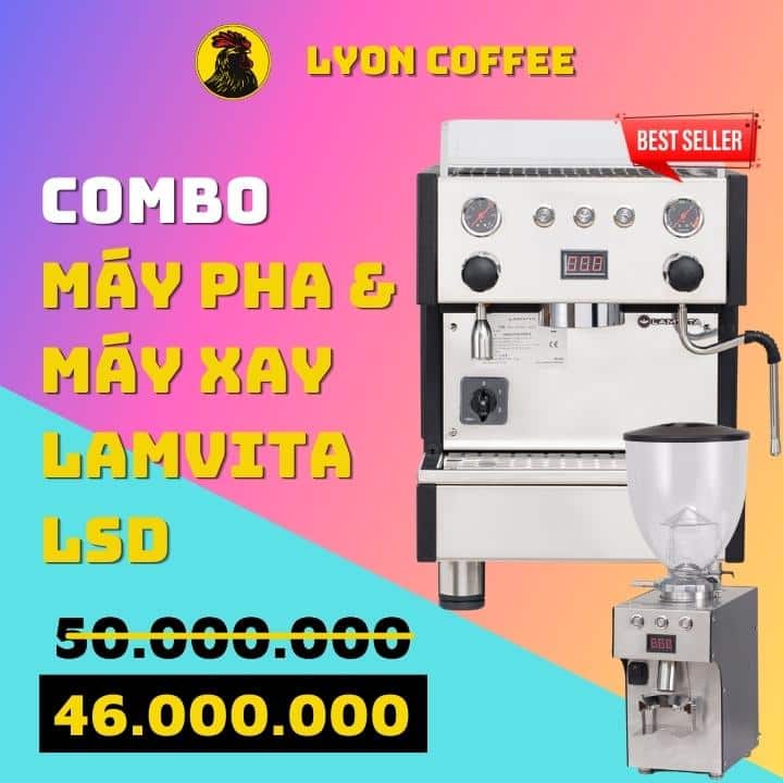 Trọn bộ máy pha cafe Lamvita LSD và máy xay Lamvita MX